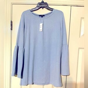 NWT- Beautiful soft blue long sleeve bell sleeve blouse size LARGE
